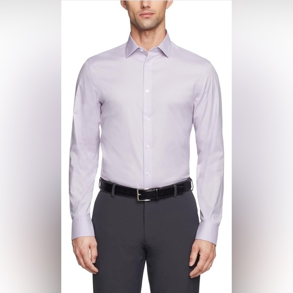 NWT Calvin Klein Men's Dress Shirt Slim Fit Refined Cotton Stretch - Picture 1 of 7